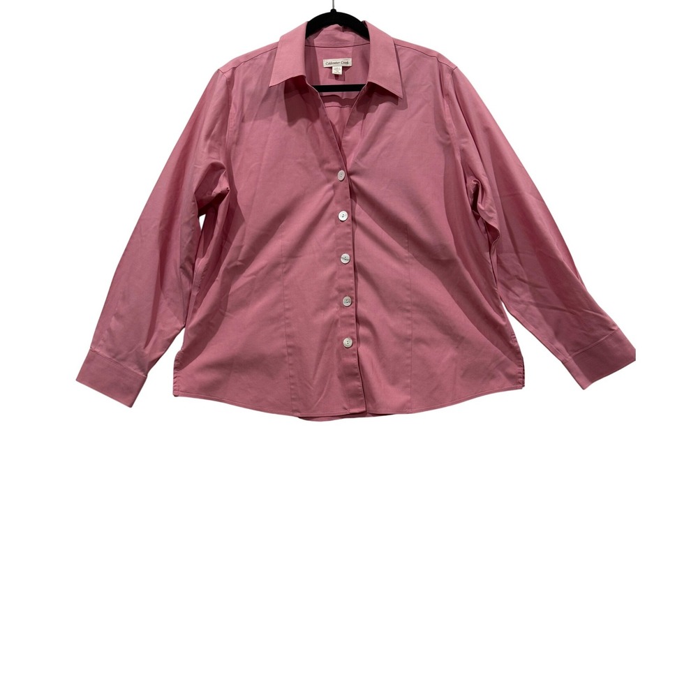 Coldwater Creek Pink Button Down Shirt 1X Plus Size Long Sleeve Collar